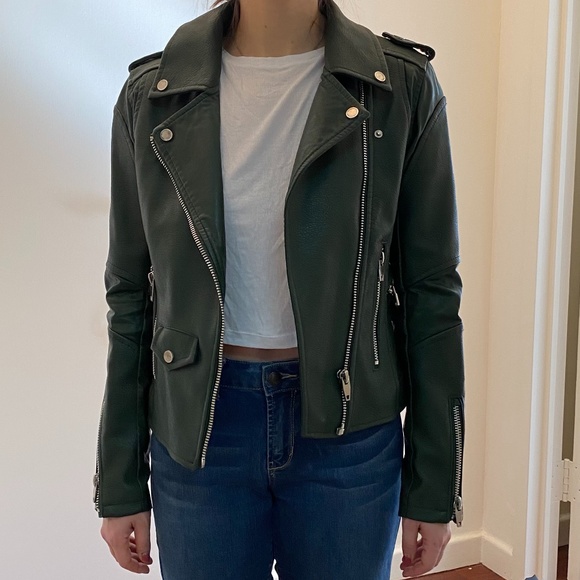 Blank NYC Jackets & Blazers - Blank NYC Green Faux Leather Jacket